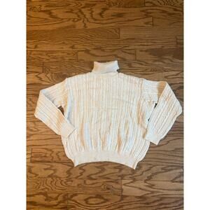 Wainscott Vintage Womens Medium Cable Knit Turtle Neck Beige Sweater EUC